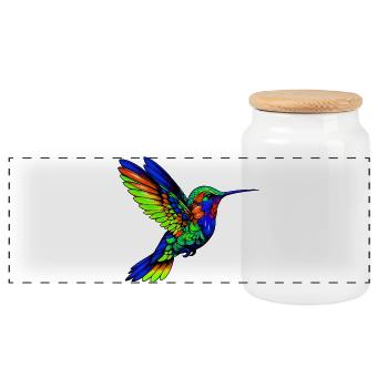 Kolibri - Panorama Keksdose mit Holzdeckel - Weiß - Vorne