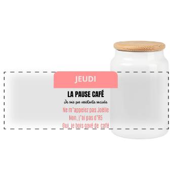 La pause café - Je suis pas assistante sociale - Boîte à biscuits avec couvercle en bois - blanc - Devant