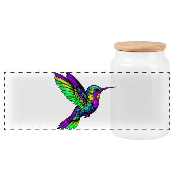 Hummingbird - Panoramic Cookie Jar with Wooden Lid - white - Front
