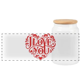 I love You - Valentine' Day - Love - Gift - Panoramic Cookie Jar with Wooden Lid - white - Front