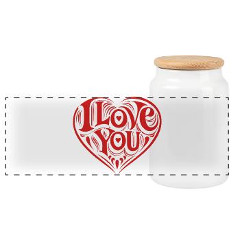 I love You - Valentine' Day - Love - Gift - Panoramic Cookie Jar with Wooden Lid - white - Front