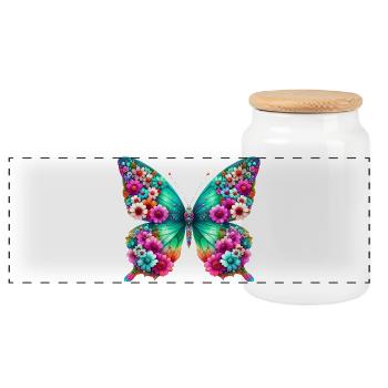 Schmetterling - Panorama Keksdose mit Holzdeckel - Weiß - Vorne