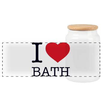 I LOVE BATH - Panoramic Cookie Jar with Wooden Lid - white - Front