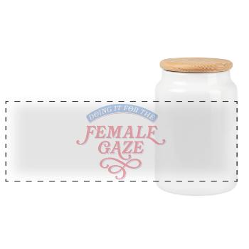 For the Female Gaze - Panoramic Cookie Jar with Wooden Lid - white - Front