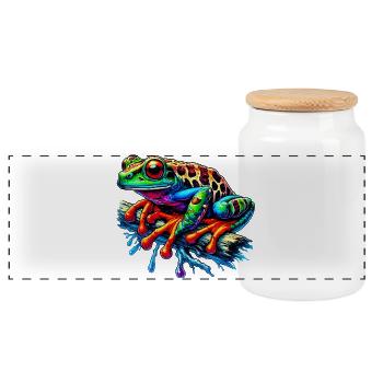 Grenouille - Boîte à biscuits avec couvercle en bois - blanc - Devant