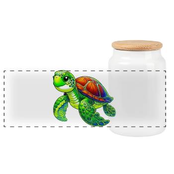 Turtle - Panoramic Cookie Jar with Wooden Lid - white - Front