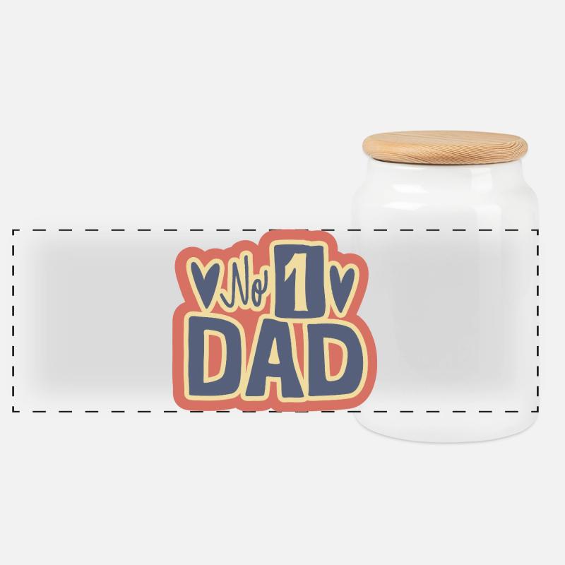 No 1 Dad Herz-Design - Panorama Keksdose mit Holzdeckel - Weiß