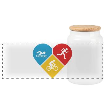 J’adore le triathlon - Boîte à biscuits avec couvercle en bois - blanc - Devant