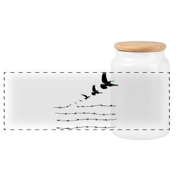 Doves of Peace - Panoramic Cookie Jar with Wooden Lid - white - Front