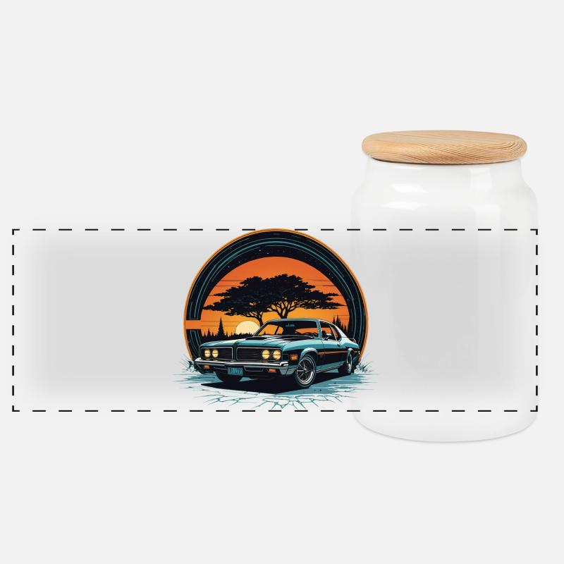 car_01 - Panorama Keksdose mit Holzdeckel - Weiß