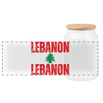 Flagge des Libanon, libanesischer Stolz - Panorama Keksdose mit Holzdeckel - Weiß - Vorne