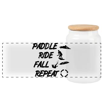 Surf trainer saying - Panoramic Cookie Jar with Wooden Lid - white - Front