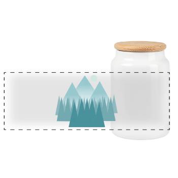 Astral mountain landscape in blue tones - Panoramic Cookie Jar with Wooden Lid - white - Front
