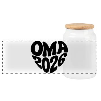 Oma 2026 - Panorama Keksdose mit Holzdeckel - Weiß - Vorne