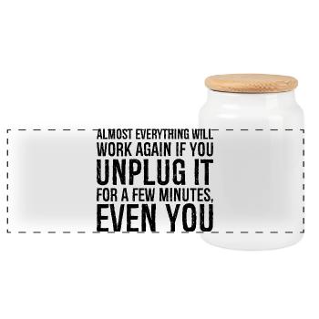 almost everything will work again if you unplug it - Panoramic Cookie Jar with Wooden Lid - white - Front