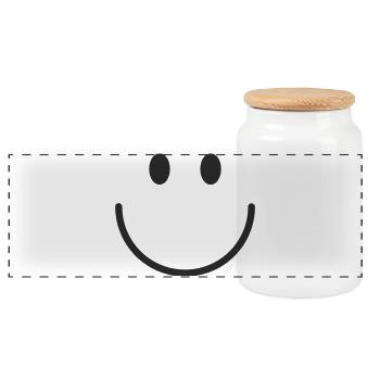 Smiley lachen lächle smile - Panorama Keksdose mit Holzdeckel - Weiß - Vorne