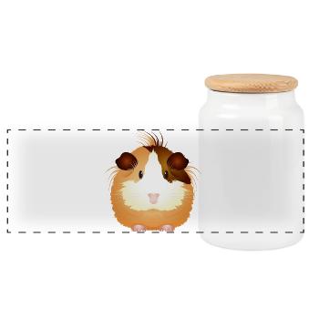 Cochon d’Inde sucré – à tomber amoureux ! - Boîte à biscuits avec couvercle en bois - blanc - Devant