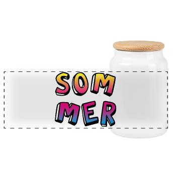 Summer Colorful Comic Style Gradient Fun Camp - Panoramic Cookie Jar with Wooden Lid - white - Front