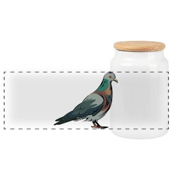 Dove in color as an illustration for bird lovers - Panoramic Cookie Jar with Wooden Lid - white - Front