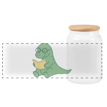 Lire Dino avec des lunettes – amoureux des livres - Boîte à biscuits avec couvercle en bois - blanc - Devant