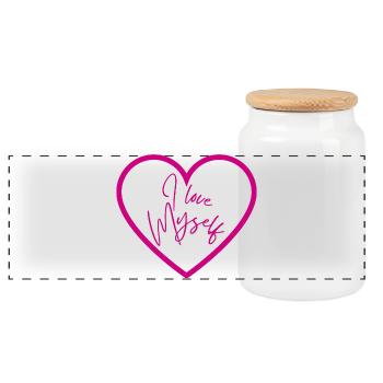I Love Myself - Panoramic Cookie Jar with Wooden Lid - white - Front