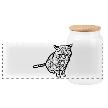 British Shorthair Cat Cat Black Cats - Panoramic Cookie Jar with Wooden Lid - white - Front
