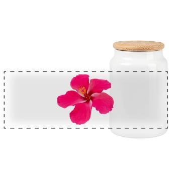 Realistische Hibiskus Blume Rot Pink Sommer - Panorama Keksdose mit Holzdeckel - Weiß - Vorne