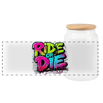 Motif de skateboard vibrant avec explosion de couleurs - Boîte à biscuits avec couvercle en bois - blanc - Devant