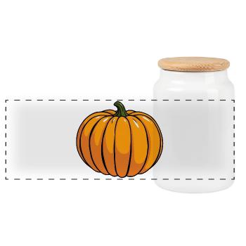 Autumnal pumpkin - Panoramic Cookie Jar with Wooden Lid - white - Front