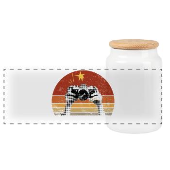photographe retro vintage soleil couchant - Boîte à biscuits avec couvercle en bois - blanc - Devant