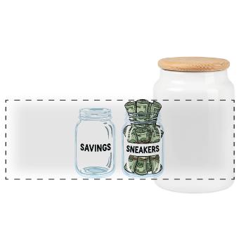 Sneakerhead Money Jars Collector Culture Amour - Boîte à biscuits avec couvercle en bois - blanc - Devant