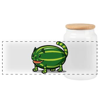 Catermelon - Panoramic Cookie Jar with Wooden Lid - white - Front
