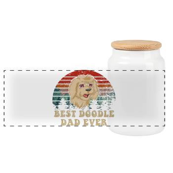 Bester Doodle-Vater aller Zeiten – Hundeliebhaber T-Shirt-Geschenk - Panorama Keksdose mit Holzdeckel - Weiß - Vorne