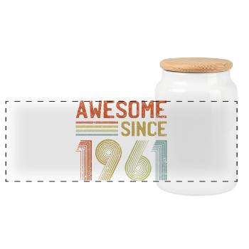 Retro 90s Inspired Colourful Typography - Panoramic Cookie Jar with Wooden Lid - white - Front