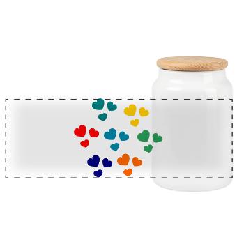 Abstract colorful hearts for clothing - Panoramic Cookie Jar with Wooden Lid - white - Front