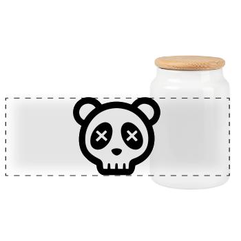 Panda Totenkopf Lustig Skull - Panorama Keksdose mit Holzdeckel - Weiß - Vorne