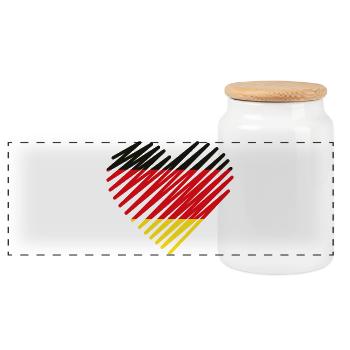 Drapeau allemand abstrait coeur design - Boîte à biscuits avec couvercle en bois - blanc - Devant