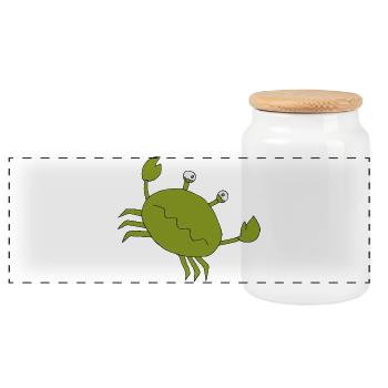 crab_seasick - Panoramic Cookie Jar with Wooden Lid - white - Front