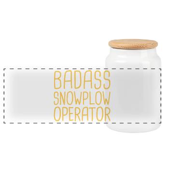 Snowplow Operator Badass Schneepflugfahrer - Panorama Keksdose mit Holzdeckel - Weiß - Vorne