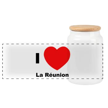 I love La Réunion - Boîte à biscuits avec couvercle en bois - blanc - Devant