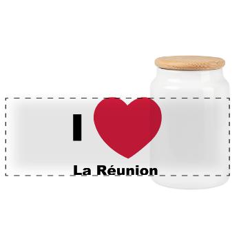 Ich liebe La Réunion - Panorama Keksdose mit Holzdeckel - Weiß - Vorne