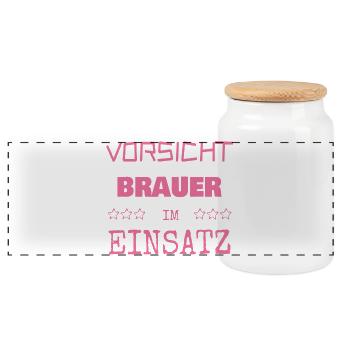Brewer as a vocation - Panoramic Cookie Jar with Wooden Lid - white - Front