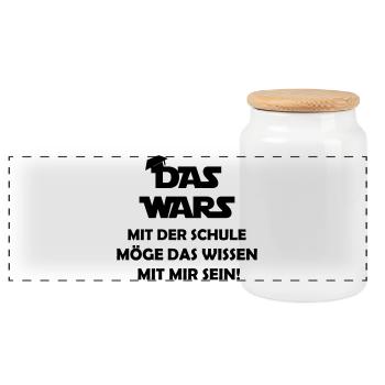 that_was_it_with_school - Panoramic Cookie Jar with Wooden Lid - white - Front