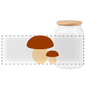 Illustration de champignon minimaliste - Boîte à biscuits avec couvercle en bois - blanc - Devant