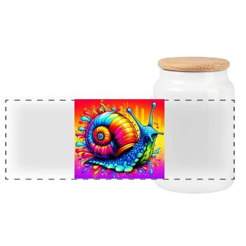 Schnecke - Panorama Keksdose mit Holzdeckel - Weiß - Vorne