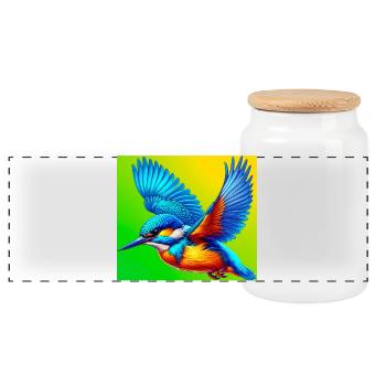 martin-pêcheur - Boîte à biscuits avec couvercle en bois - blanc - Devant