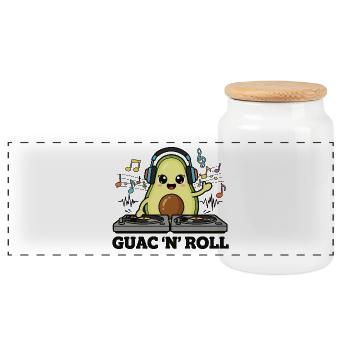 Guac Beats - Panoramic Cookie Jar with Wooden Lid - white - Front