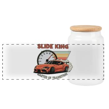 Slide King : Maître de la transition - Boîte à biscuits avec couvercle en bois - blanc - Devant