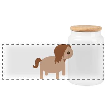 Unique Horse Character Illustration - Panoramic Cookie Jar with Wooden Lid - white - Front