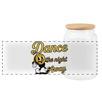 Tanznacht Disco Cartoon Design - Panorama Keksdose mit Holzdeckel - Weiß - Vorne